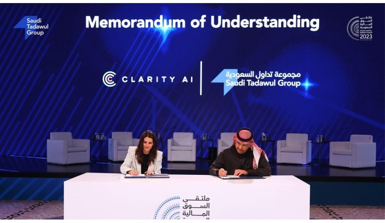 كلاريتي إيه آي تبرم مذكرة تفاهم مع مجموعة تداول السعودية لتعزيز الوصول إلى قدرات تقييم وتحليل وإعداد تقارير الاستدامة لصالح الشركات في منطقة الشرق الأوسط وشمال أفريقيا