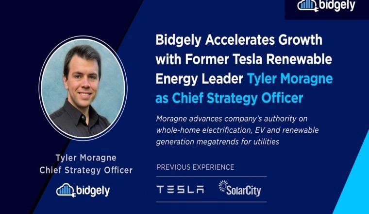 Bidgely تسرِّع وتيرة النمو مع تعيين Tyler Moragne، رائد الطاقة المتجددة السابق في شركة Tesla، في منصب الرئيس التنفيذي لقطاع الاستراتيجيات